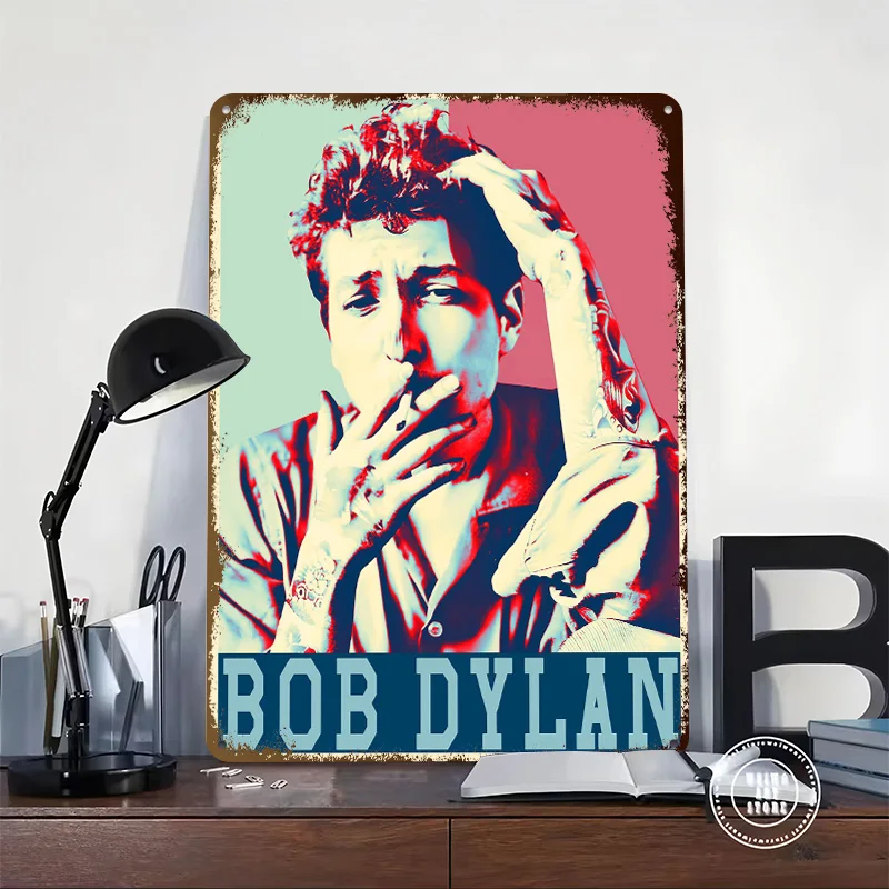 Bob Dylan 3D Printed Texture Poster Personalized Wall Art Retro Metal Tin Signs for Office Decor Room Modern Home Decoration