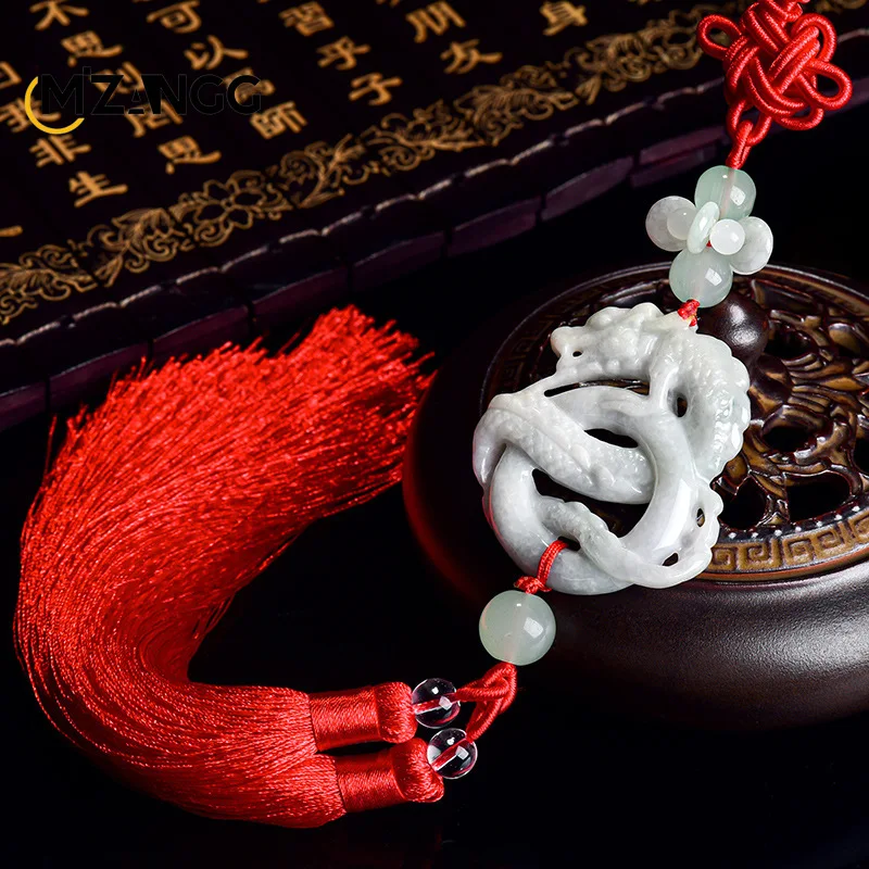 

Natural High-grade Jade Auspicious Dragon Car Pendant To Protect Peace and Security Chinese Knot Long Tassel Men and Women Gift