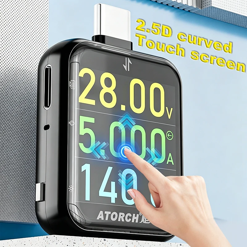 T3 Touch Control Gravity Sensor Digital Voltmeter Ammeter High Precision Power Capacity USB Tester for Type C Phone Charger
