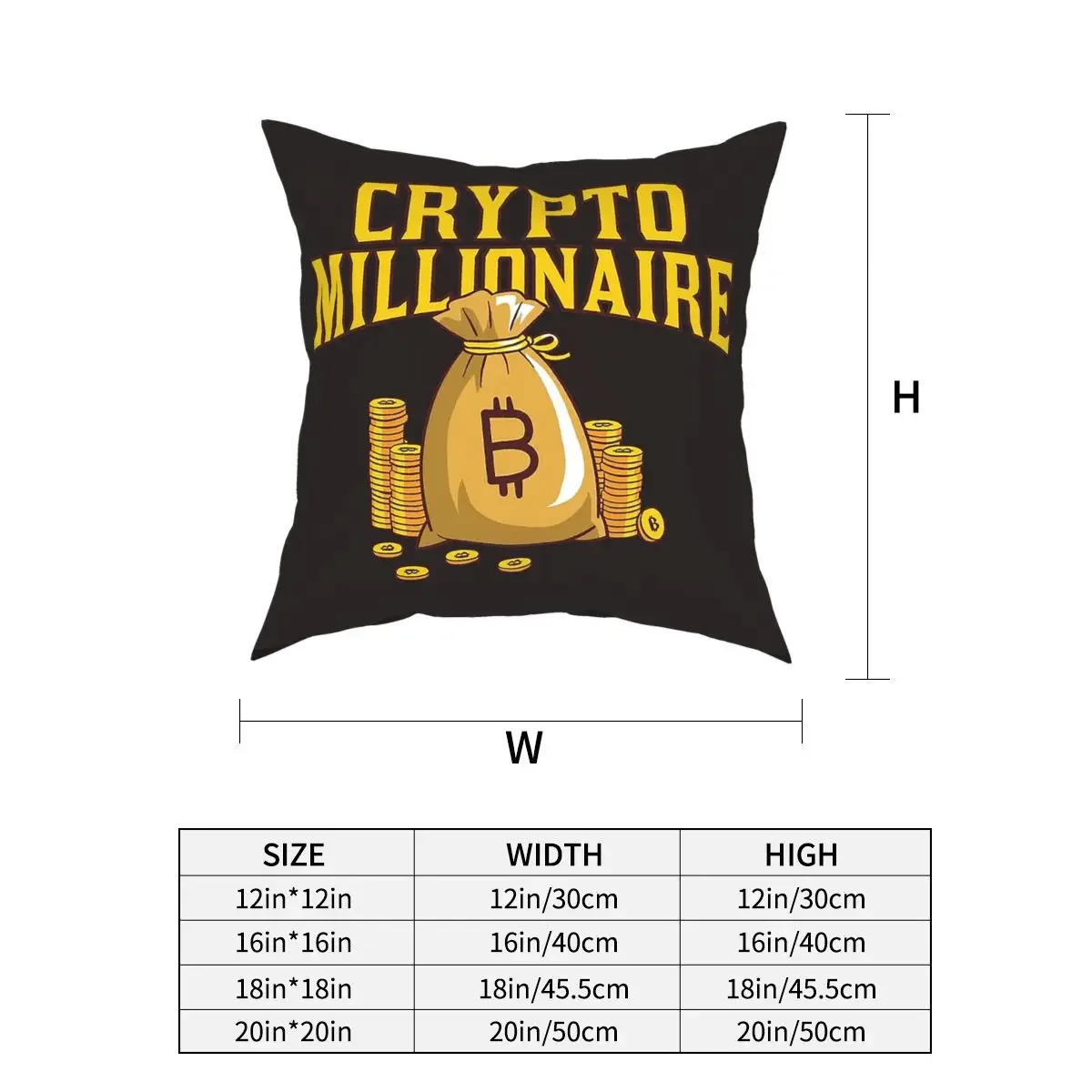 Bitcoin Millionaire Crypto Cryptocurrency HODL Funny Ethereum Swag Throw Pillow Cover Cushions for Sofa Btc Blockchain