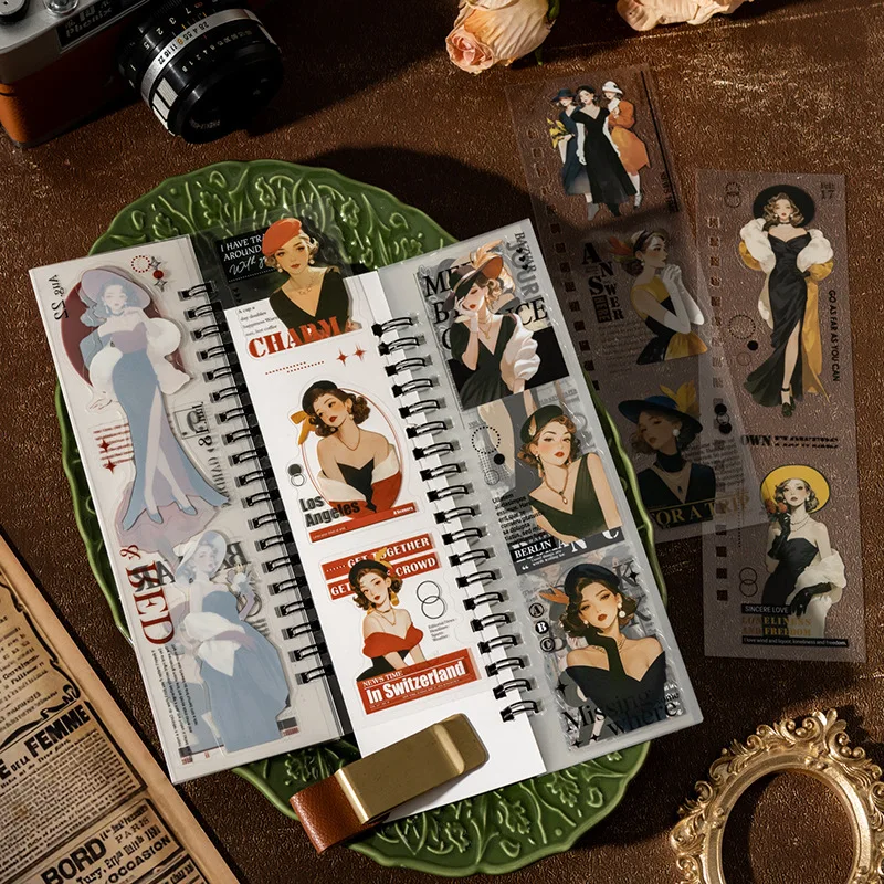 1pack/2pack 20 Sheets/pack  Series Original Character Designs Los Angeles Sticker Pad Style Long Roll Adhesive