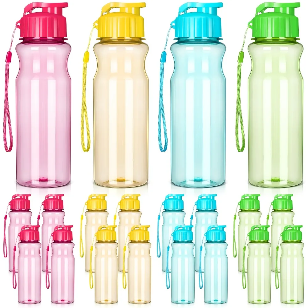 

20pcs Plastic Water Bottles for Adults Bulk 17oz Sport Drink Bottles with Handle Strap Lightweight Leakproof Drink Flip Top Bottles for Party Outdoor(Bright Color)
