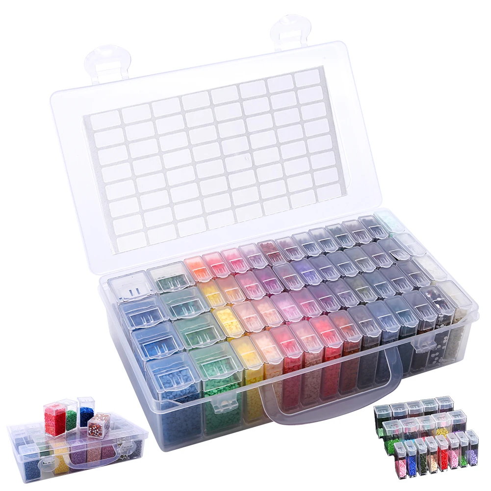 

32/48/64 Slots Container Case Clear Cross Stitch Tool Organizer DIY Craft Acrylic for Diamond Painting Embroidery