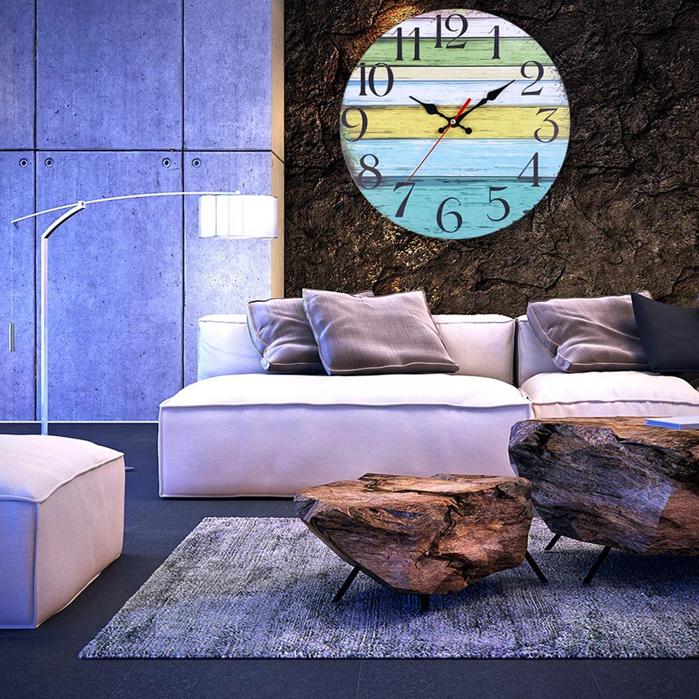 

Wooden Wall Home Decor Round Hanging Silent Hanging Wall Clock Decorative Kids Room No Ticking Accurate Time