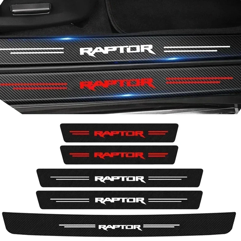 

Car Trunk Bumper Sticker Door Sill Threshold Protector Pad For RAPTOR Badge 2023 Carbon Fiber Door Pedal Anti-Scratch Cover