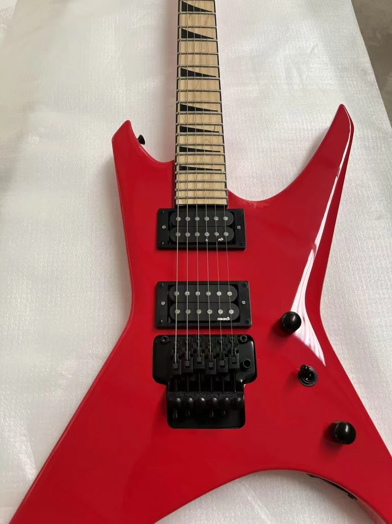 Custom-made 6-string special-shaped guitar, maple fingerboard, black hardware，Floyd rose bridge,Real scene photos, free delivery