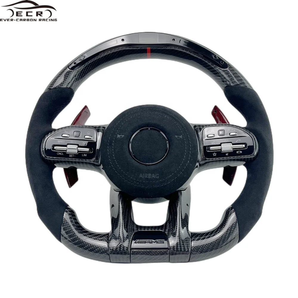 Ever-Carbon Racing ECR Custom Design Old To New LED Carbon Fiber Steering Wheel for Mercedes Benz AMG CLS 63 Steering Wheel