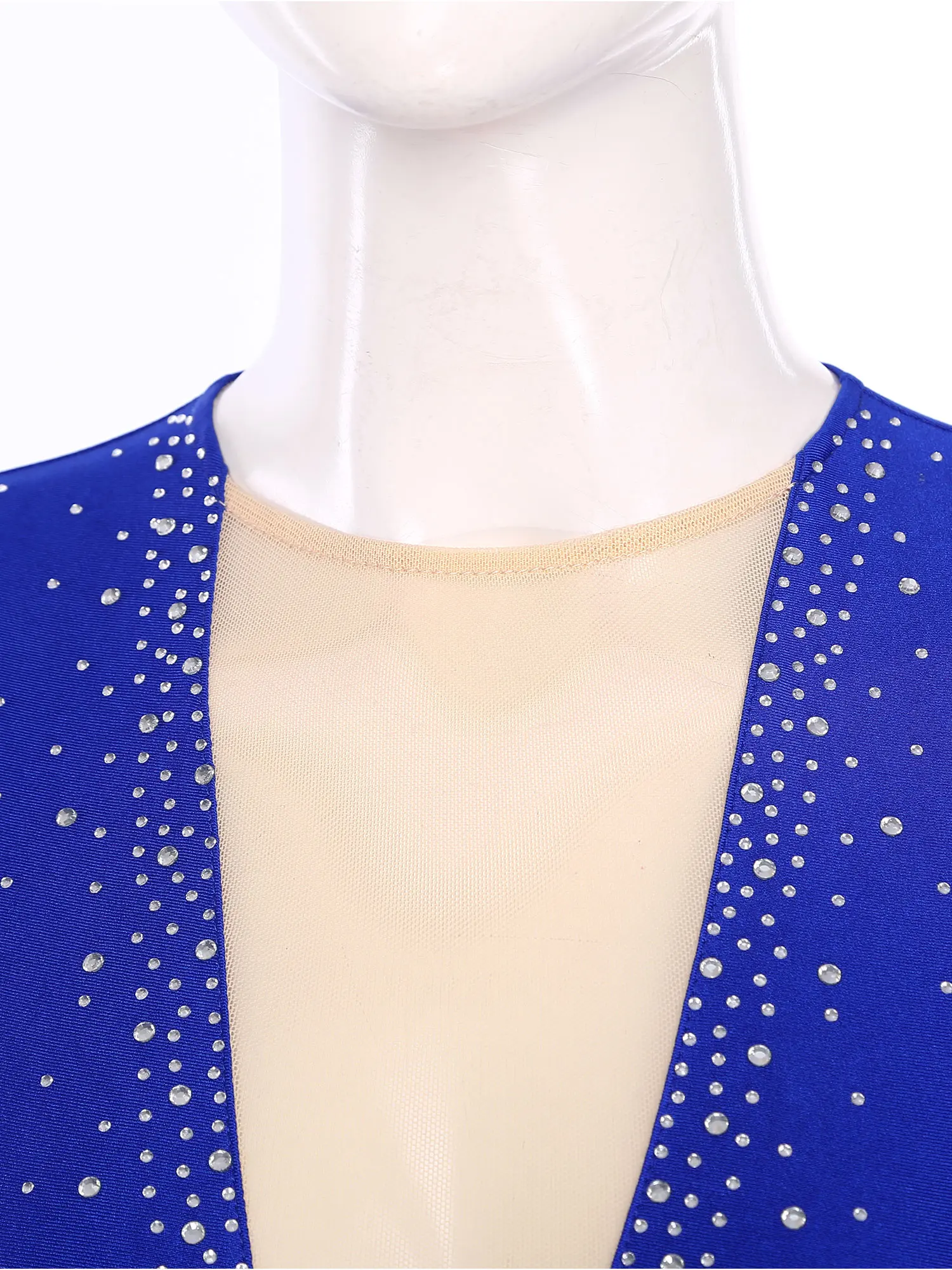 Body da donna ginnastica tuta asimmetrica unica maglia trasparente manica lunga strass lucidi tuta intera palestra Dancewear