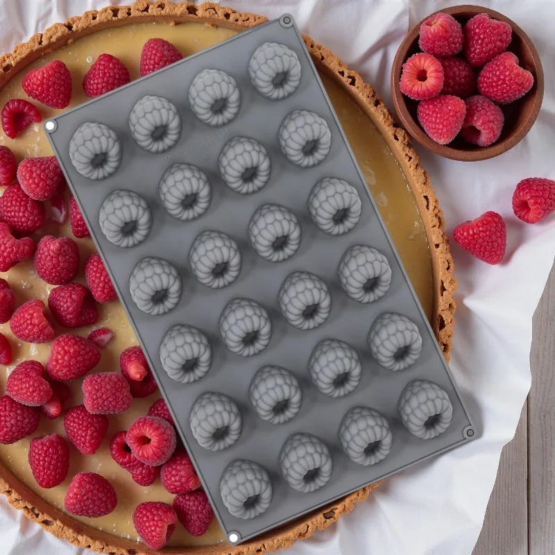 Non-Stick Silicone Raspberry Charlotte Mold with Central Tube-Oven-Safe up to 446°F (230°C), Layered Cake Pan with Ergonomic Lid