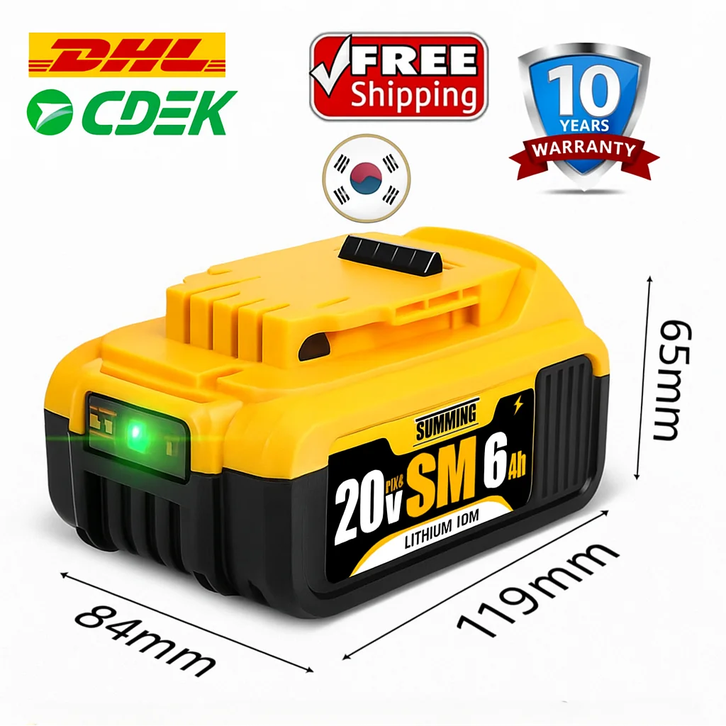 

6.0Ah 20V MAX rechargeable lithium-ion batterycan replace Dewalt 18/20V batterysuitable for Dewalt tool DCF850 DCD796 DCF922