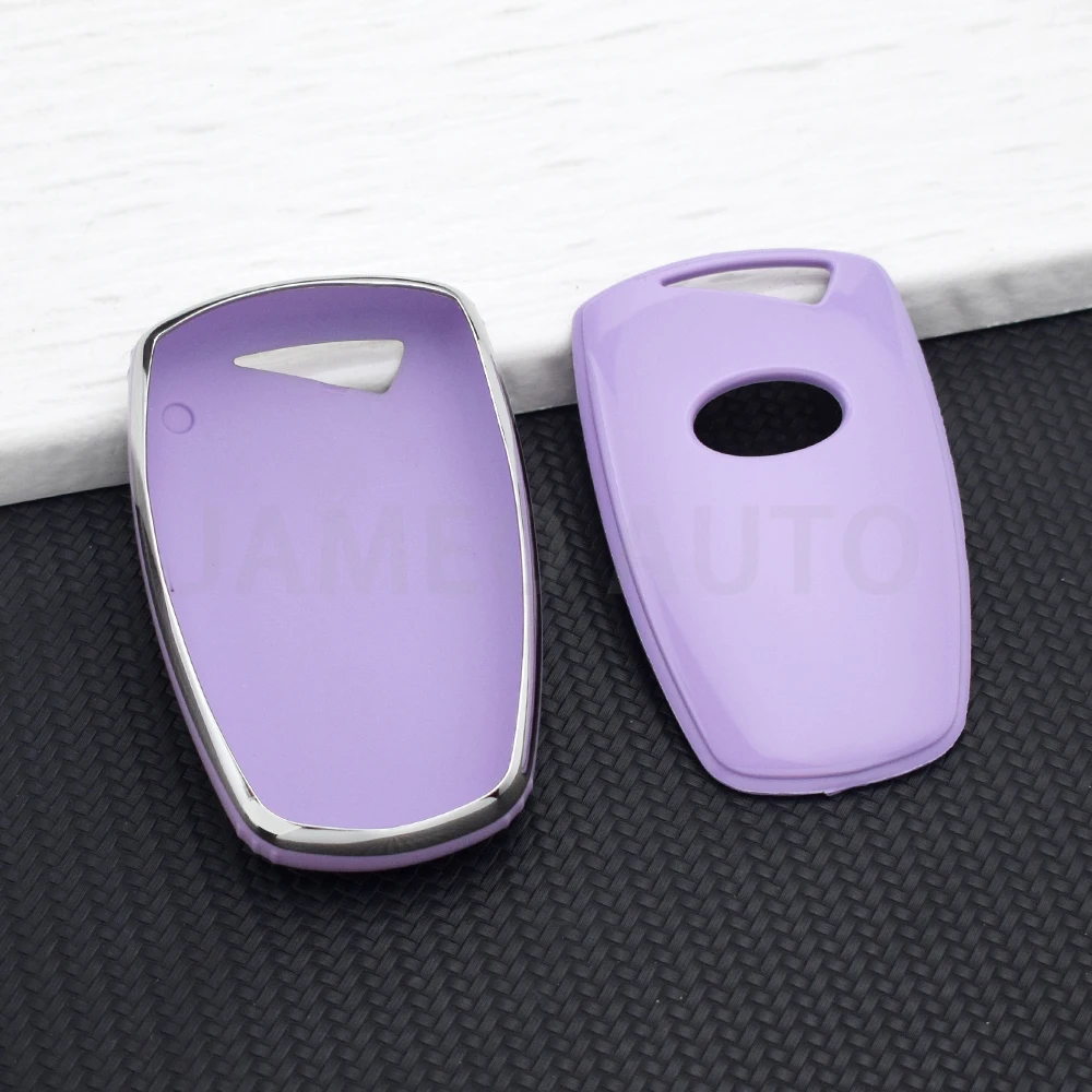 Silvery TPU Car Key Case Cover for Hyundai Santa Fe 3DM Grand SantaFe IX45 Azera Grandeur HG Genesis G80 EQUUS Key fob Chains