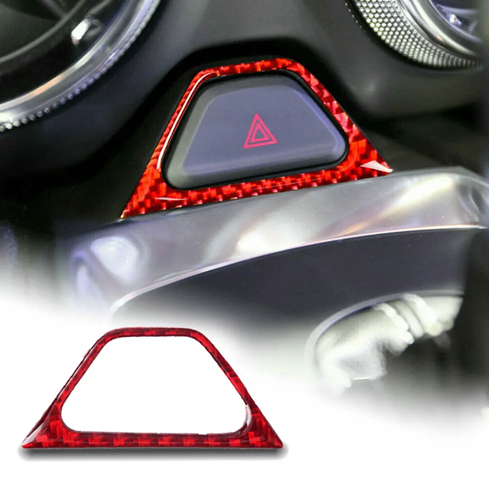 

Carbon Fiber Warning Light Button Cover Trim Red for Chevrolet Camaro 2016-2019 Interior Parts Decoration Accessories