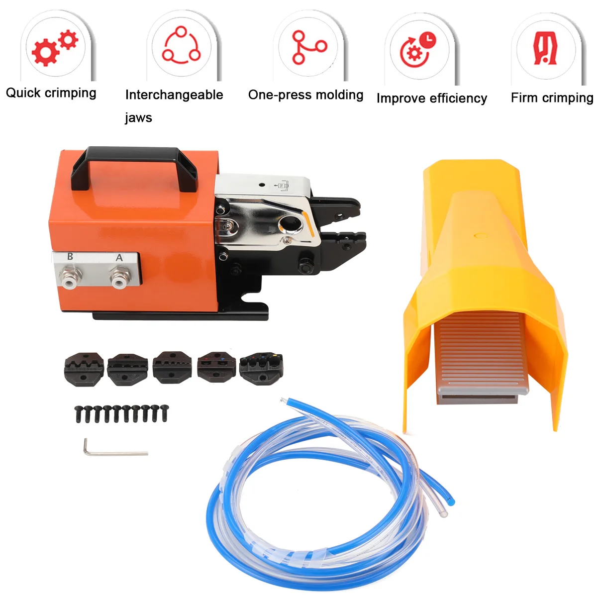 Pneumatic Type Terminal Crimping Machine AM-10 Air Powered Wire Terminal Crimper Pliers Tool Maximum Output 1.3T