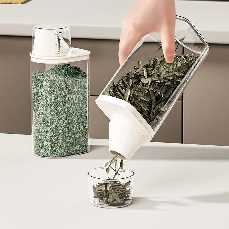 Tea Storage Box Household Can Portable Transparent With Lid Jar Snack Grain Tank Scale