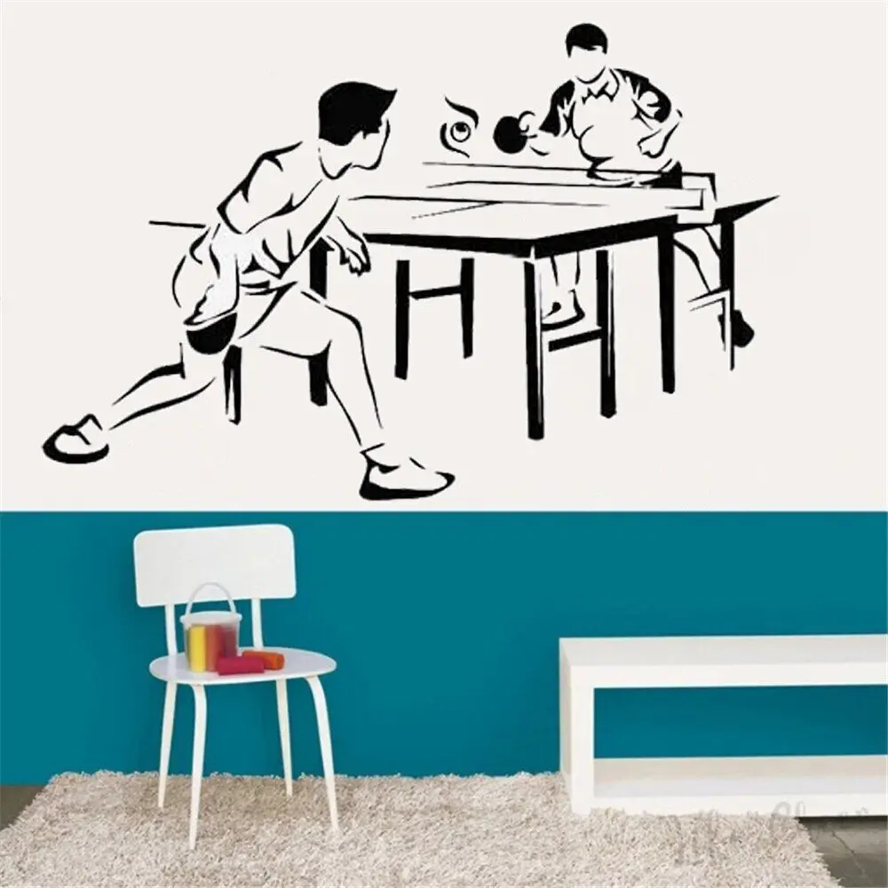 Table Tennis Wall Decals Ball Game Sports Competition Players Vinyl Window Stickers Teen Bedroom Stadium Interior Decor DW5857