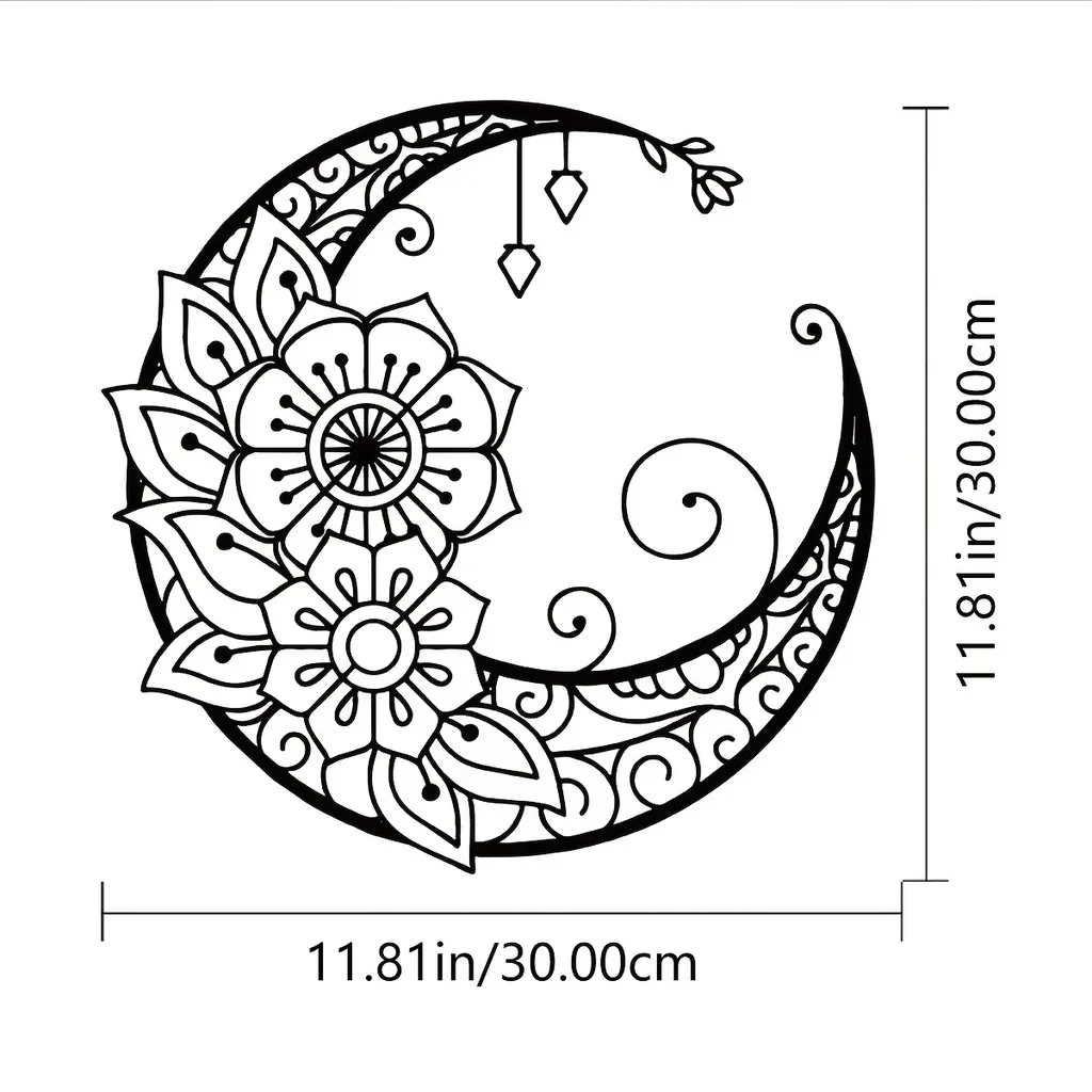 Arte pendurada na parede do tema da lua, Metal preto, decoração Home clássica, decorações internas, sala de estar, decoração Home