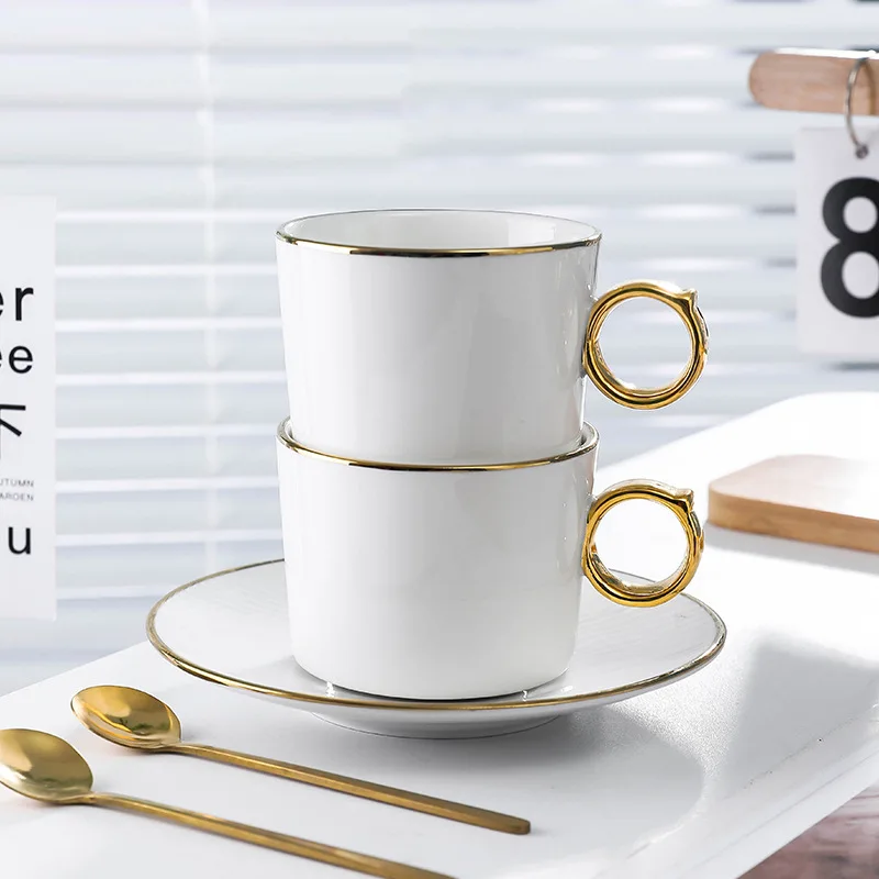 Phnom Penh Coffee Cups Disc Set Light Luxury Nordic Household Ceramic Mug Office Afternoon Tea Cup, Christmas Gift Couple Mug
