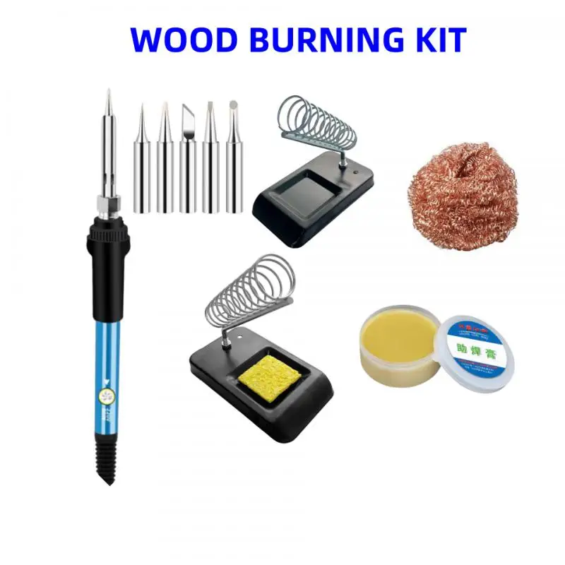 60W Electric Soldering Iron Carving Pyrography Tool Wood Burning Embossing Soldering Pen Set Temperature Adjustable Wood Burning