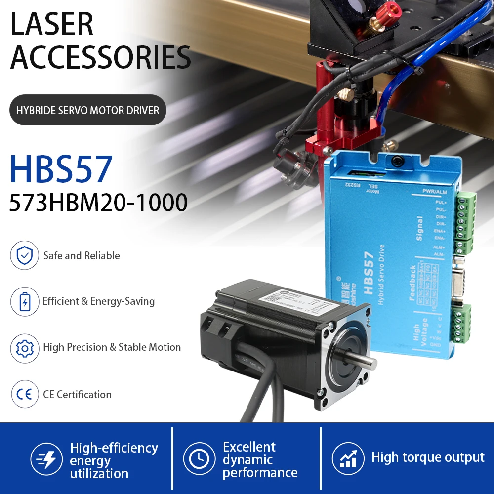 Leadshine 3 Phase Nema23 Hybrid Servo Motor Driver HBS57+573HBM20-1000 HBS507 Closed Loop for CNC Engraving & Cutting Machines