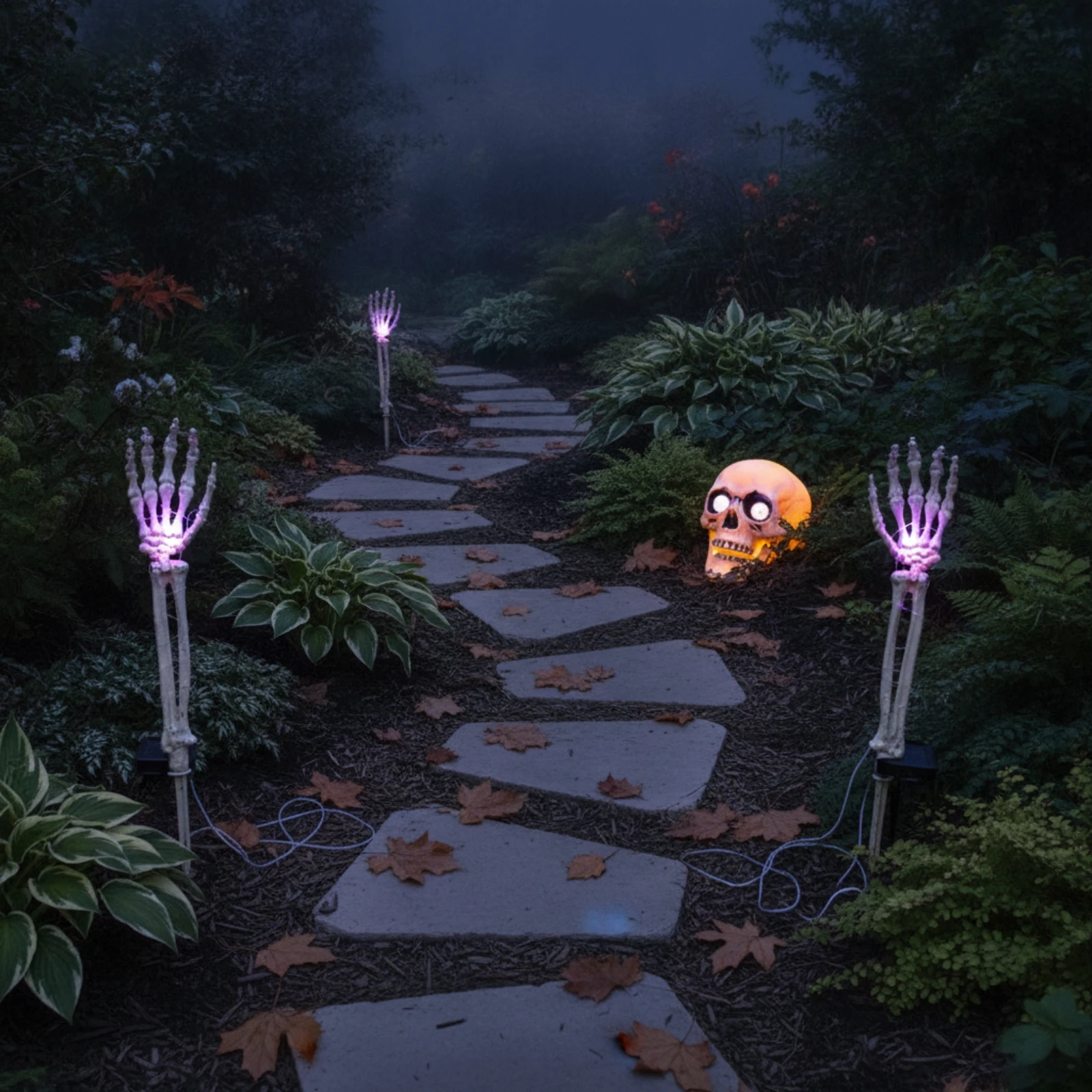 Skull Light with Ground Stake Spooky Skeleton Hand Candle Stake Lights Skeleton Hand Light Outdoor for Yard, Garden