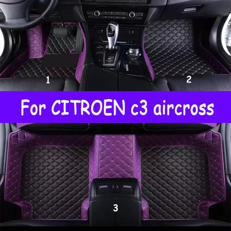 

Custom Leather Car Floor Mats For CITROEN c3 aircross 2019 set Automobile Carpet Rugs Foot Pads