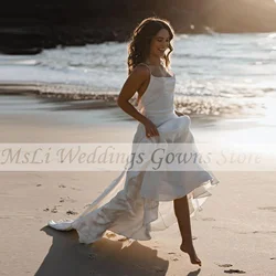 Simple White Wedding Dresses For Women Satin Backless Sleeveless Sexy Bridal Gown Robe De Soirée Femme выпускной платье