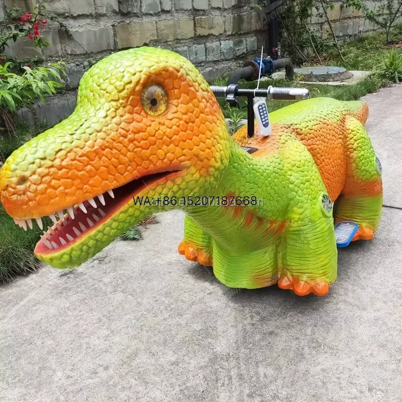 Wmwmnu for Haichuan Ride on Dinosaur Mechanical Animatronic Dino Scooter Car for Kids with Music and Light Factory Direct
