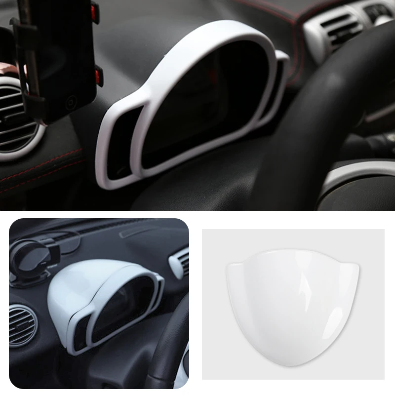 Car Central Control Panel Rearview Mirror Trim Cover White Sticker Interior Exterior Car Accessories For 09-14 Smart 451 Fortwo