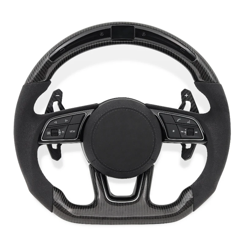 Carbon Fiber Steering Wheel Red Stitching Perforated Grip For Audi A4 S4 RS4   2008–2024
