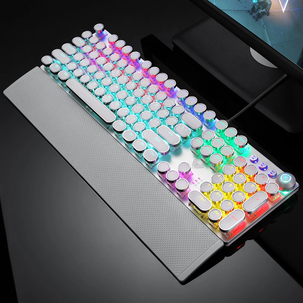 ゲームメカニカルキーボード F2088 ホワイトパンクキーキャップ 104