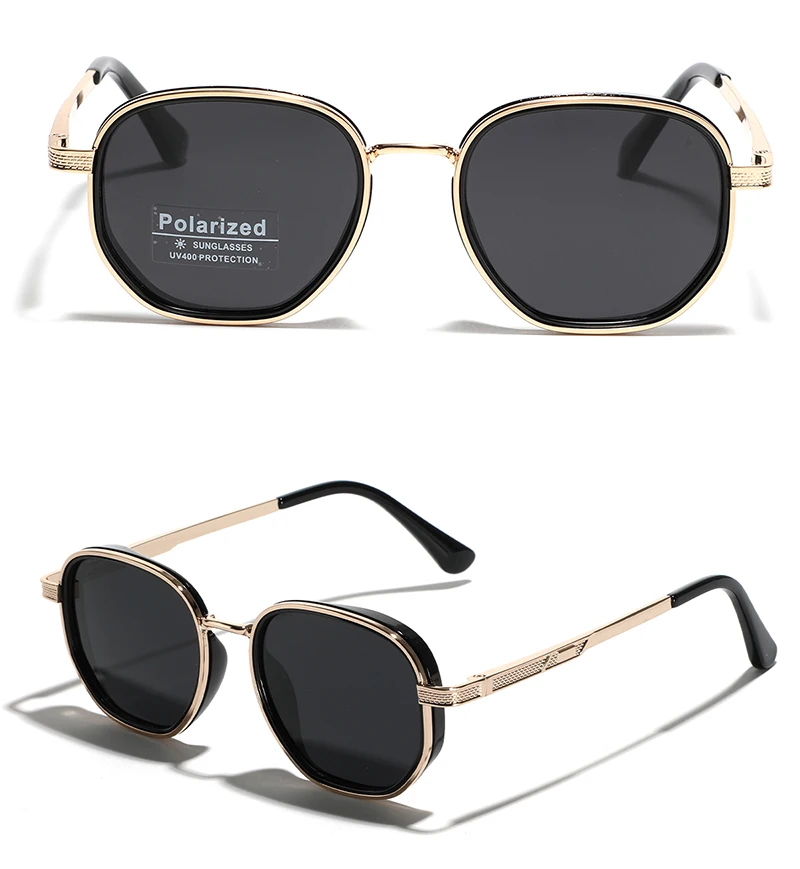 Peekaboo Polarisierte Sonnenbrille für Damen und Herren, TR90 Unisex Eckige Sonnenbrille, Halb-Metall TAC Sommer-Accessoire 2024 – Detail 6