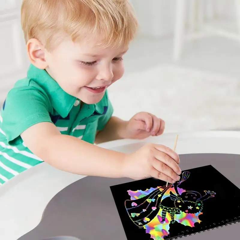 Scratch Off Book Colorful Cardboard Scratch Book Thickened Kids Art Book Multifunctional Scratch Pad Supplies For Home Nursery