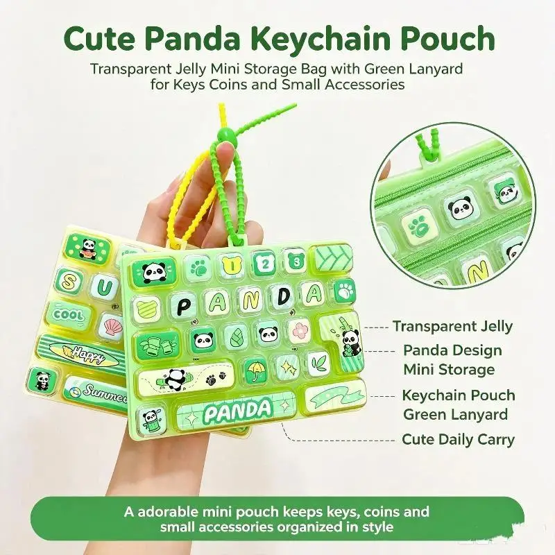 Panda Stress Relief Squeeze Toy Keychain 26 Keys Mini Keyboard Fidget Toy Cute Design for Teen Party Favors