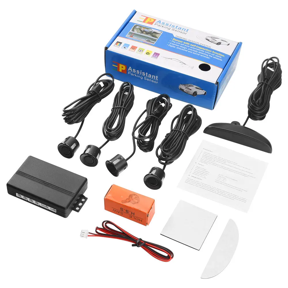 4 Sensor LED Moon Shape Parking Sensor System with Beeping Alert for Car Reverse Radar for Toyota Honda Ford Volkswagen BMW