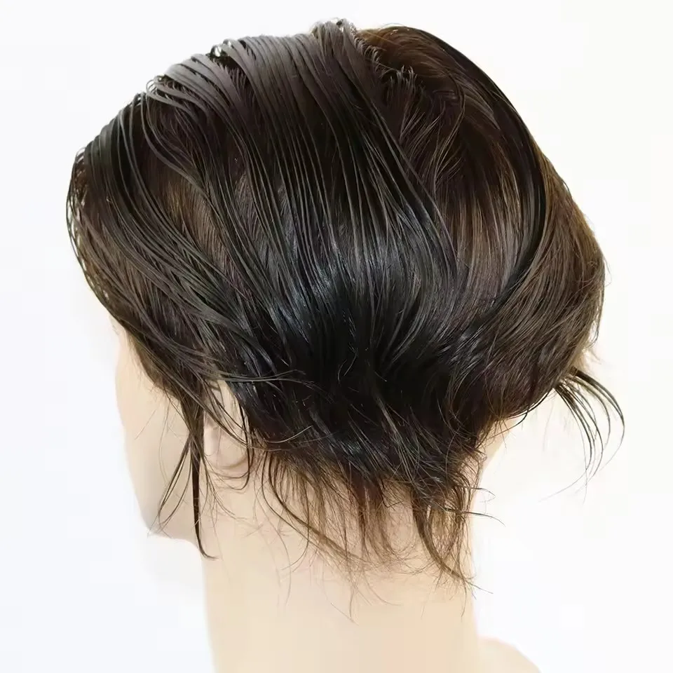 Eropa Cokelat Pirang Hitam # 1b 2warna Wig Rambut Manusia 100% Super Tahan Lama untuk Pria Botak Toupee Bernapas Basis Mono NPU Halus Prostesis
