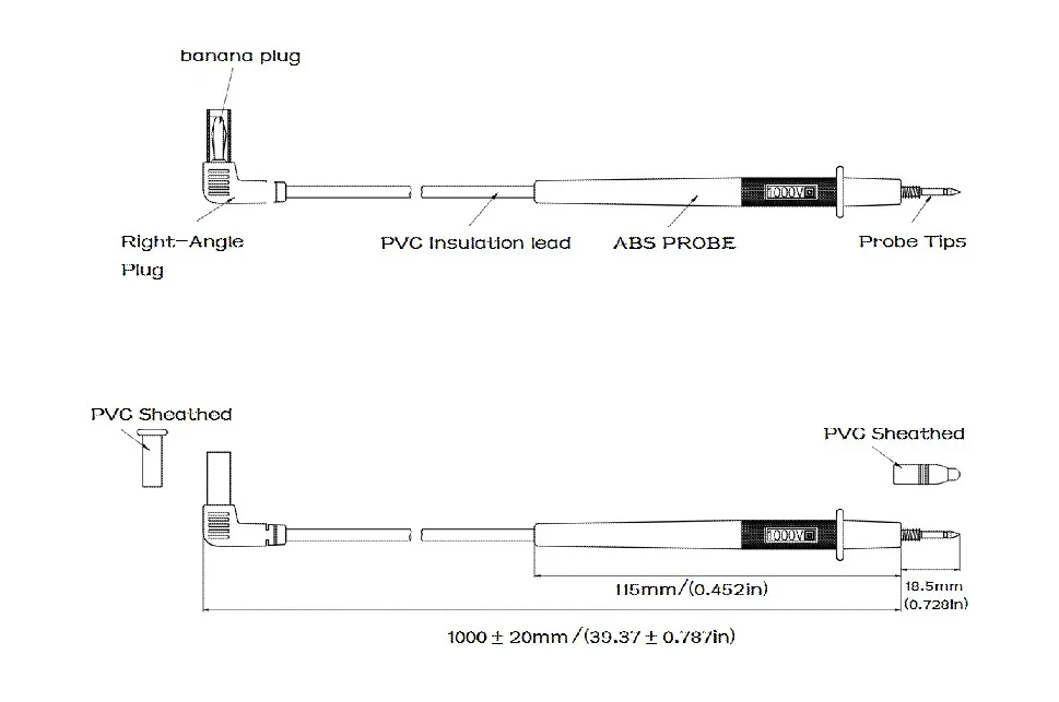 Multimeter Test Führt Kabel Tipps Sonde Spitze Haken Alligator Clips 4MM Gewinde 2MM Spitze Test Kabel Kit Für multimeter – Detail 4