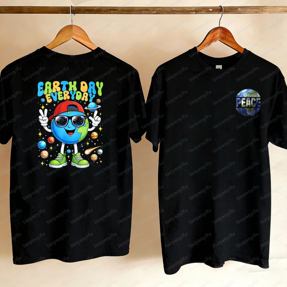 Happy Earth Day 2026 Save The Planet Earth Day Everyday Cotton T-Shirt Goth Kawaii Clothes Oversized T Shirt T Shirt Women Tops