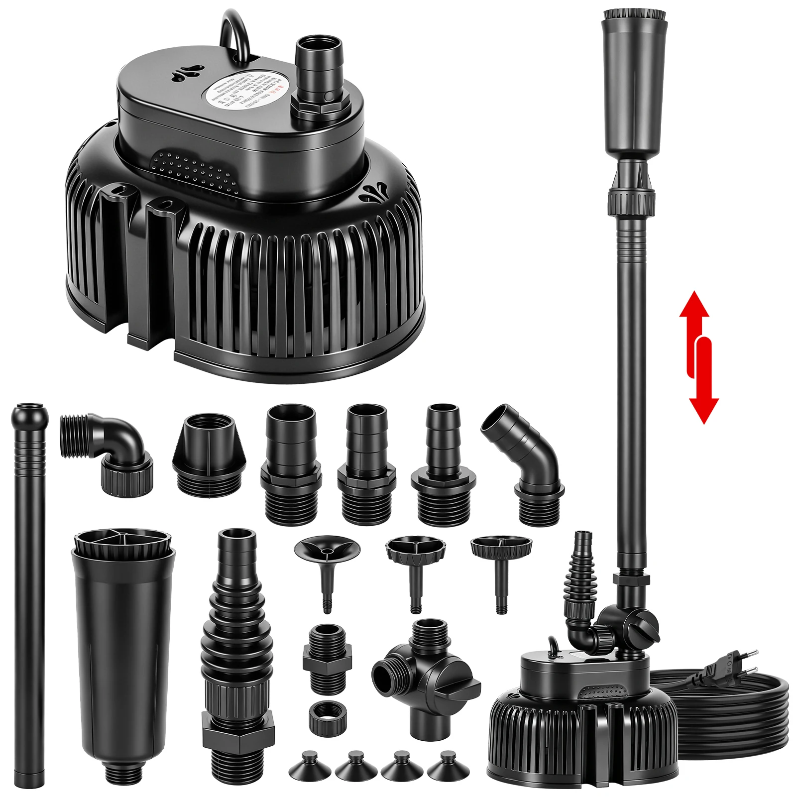 Teichpumpe für Brunnen und Wasserfälle, Tauchpumpe für Wassergärten, sicherer, energieeffizienter Motor für den Dauerbetrieb, ideal für Brunnen, Wasserfälle, Filter, Teichbelüftung, geräuscharmer