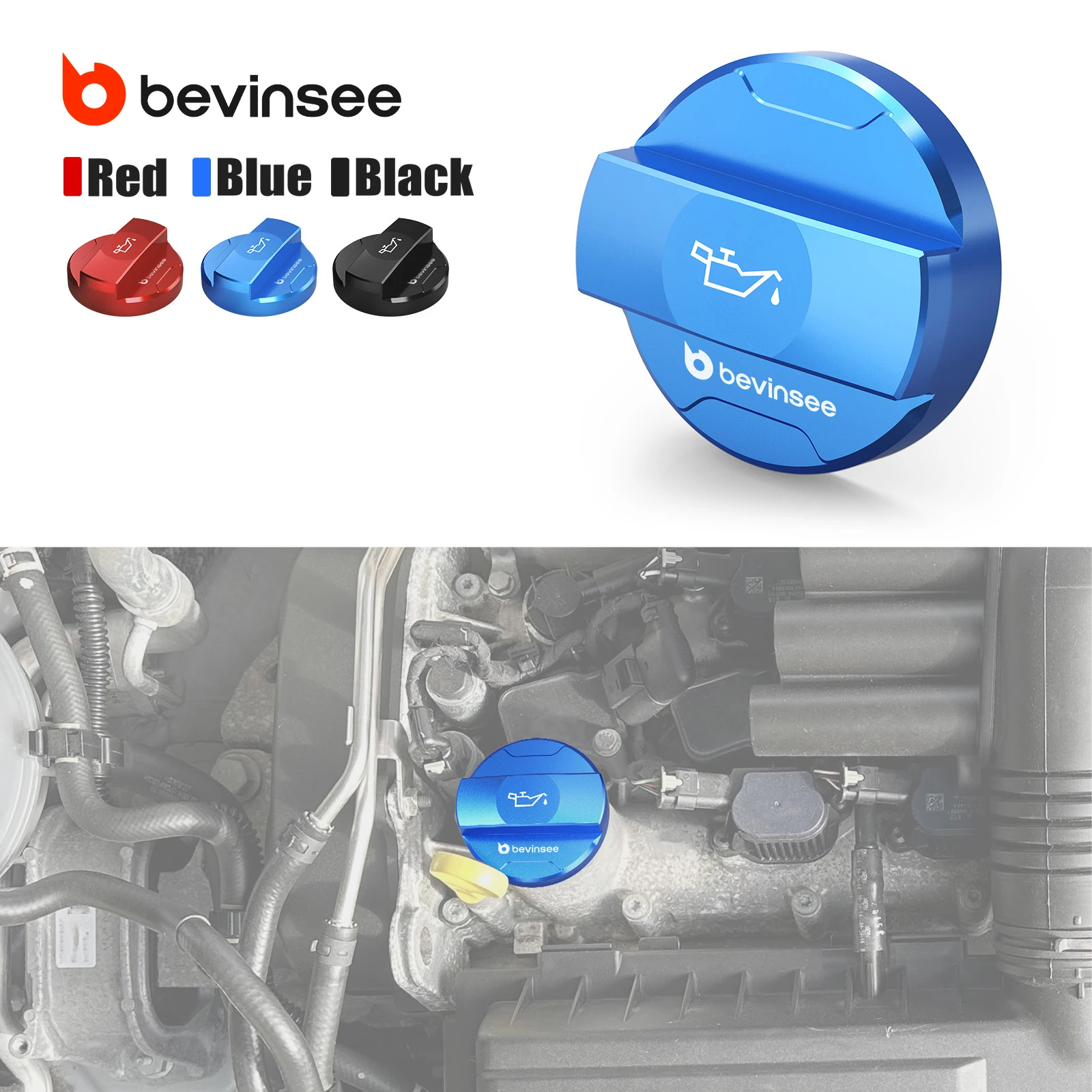 

BEVINSEE Oil Filler Cap Cover for EA211 Engines, for Audi A3 8V/8Y/8P,A1 Q2 RS3,for VW Up for Golf MK5 MK6 MK7 MK8 for Passat B8