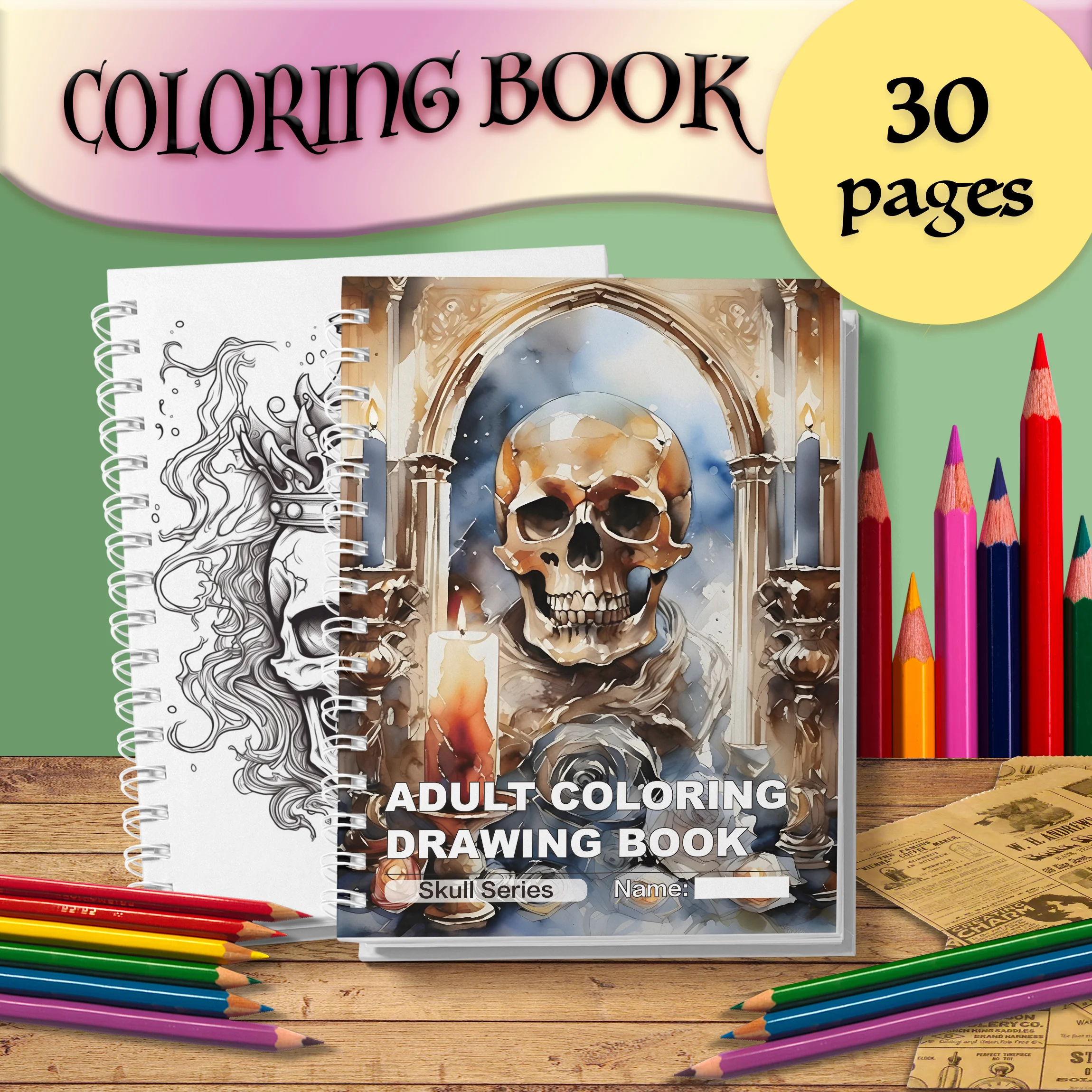 1 Pc Creative Skull Adult Coloring Book, Heavy Paper, Creative Gift Choice