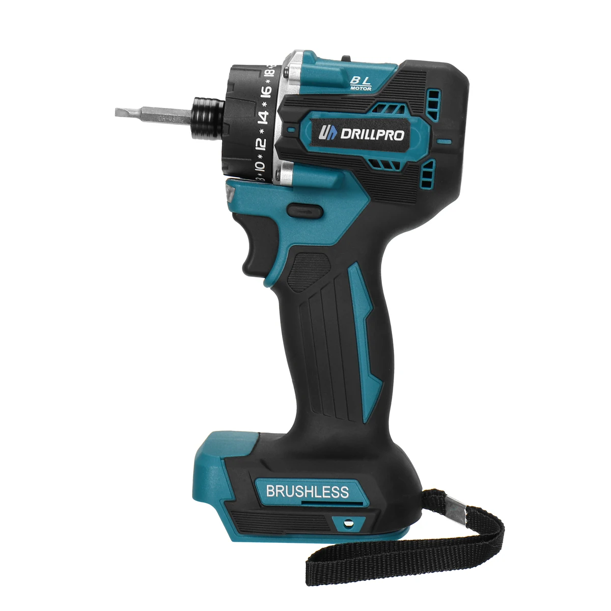 Drillpro 280 Nm bürstenloser elektrischer Schraubendreher, 20+1 Drehmoment, kabelloser elektrischer Bohrer, Heim-DIY-Elektrowerkzeug für Makita-Akkupins