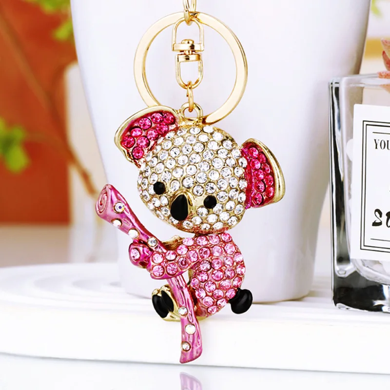 Strass lucidi adorabile portachiavi Koala gioielli di moda regalo per le donne portafoglio per bambini borsa appesa portachiavi decorativo animale