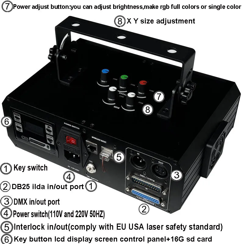 ILDA MINI 3W RGB Laser Light Animation Beam Scanner Stage Laser Projector DJ Disco Bar Club Party Dance Wedding Effect Show