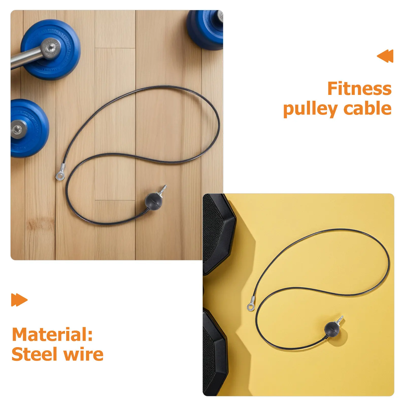 2Pcs Steel Cable Set 5Mm X 4.59ft Smooth Quiet Fitness Pulley Cable Replacement for Weight Stack Machines Home Gym Equipment