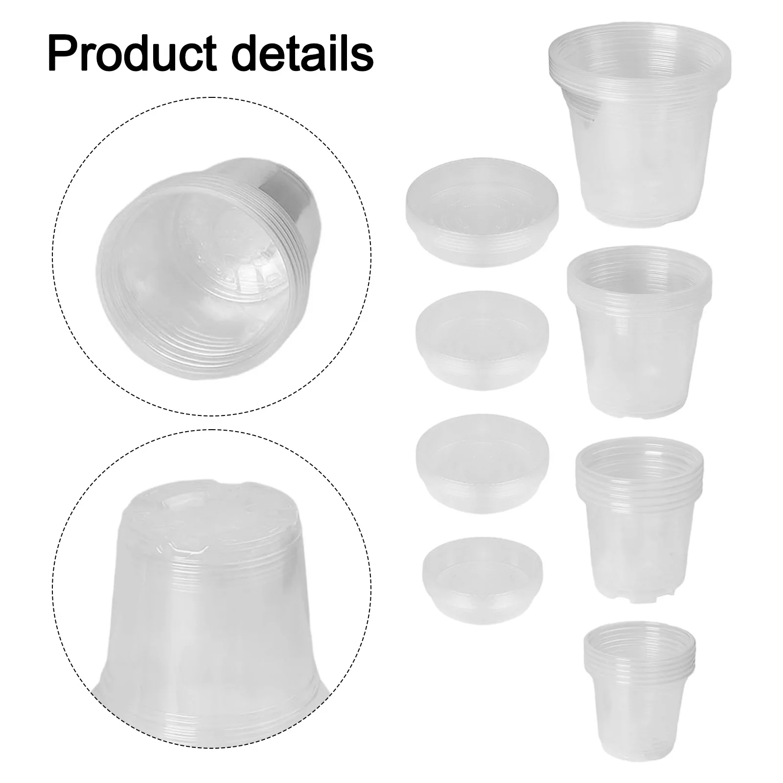7 Inches Drainage Hole Pot Transparent Planting Pots Set Flower Pot Clear Flowerpot Lightweight Plastic Material