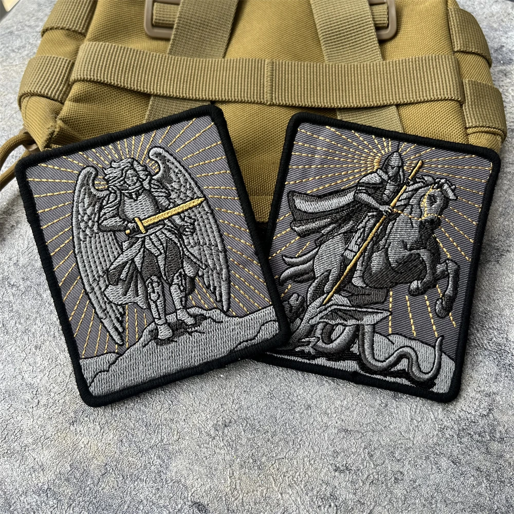 Victor St. George Tactical Archangel Morale Emblems Michael Embroidery Hook and Loop Patches for Clothing Backpack Sticker