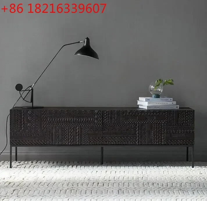 

Nordic Belgium Teak Carved Side Cabinet TV Cabinet