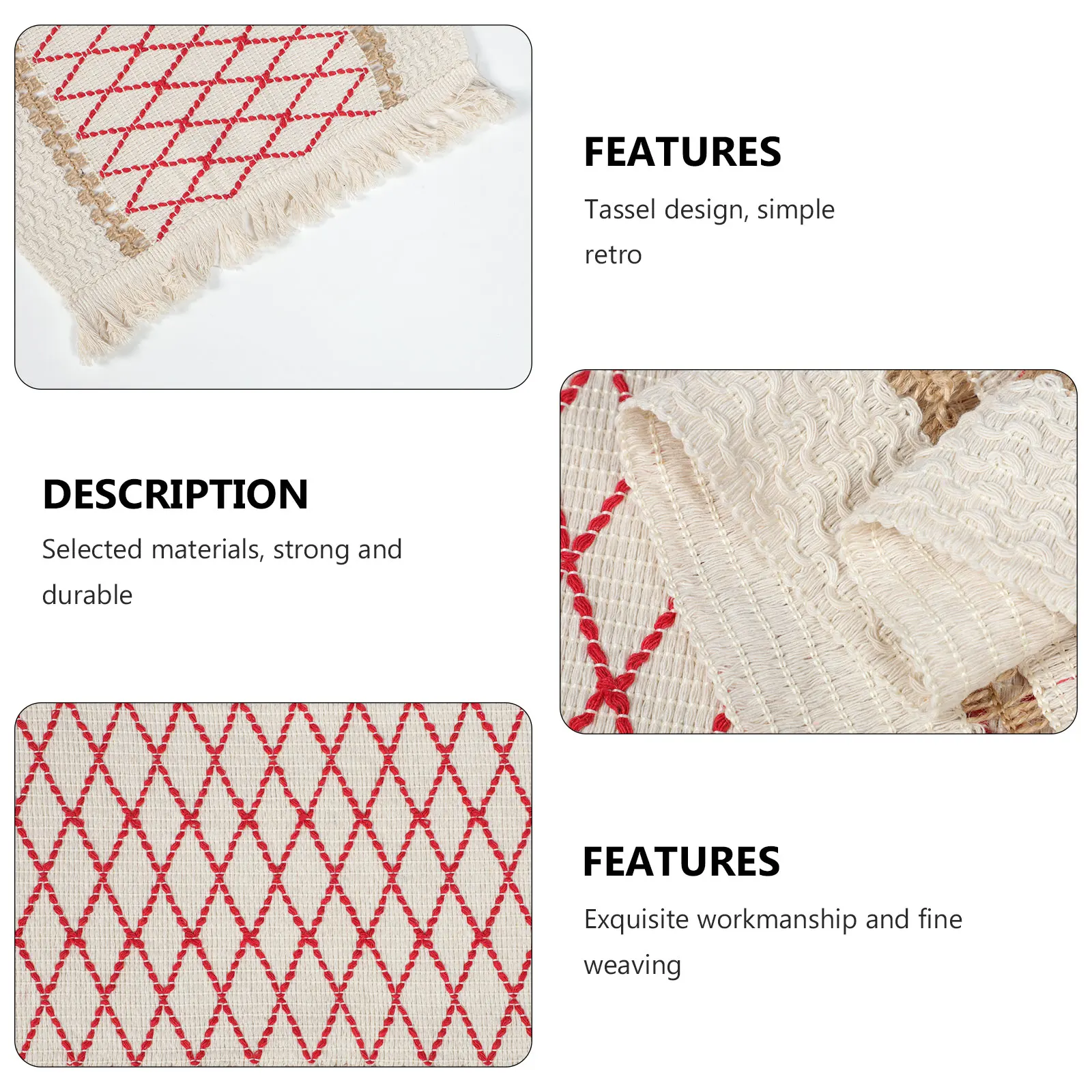

Vintage Style Tassel Table Runner Rustic Burlap Cloth Decorative Dining Table Flag Foldable Long Cloth For Restaurant Bar
