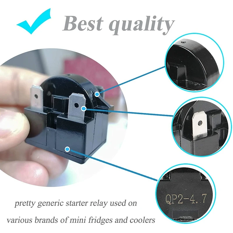 Pièce de rechange 3 broches QP2-4.7/ QP2-4R7 4.7 Ohm Réfrigérateur PTC Citations de démarrage/démarreur pour la plupart des mini-réfrigérateurs et refroidisseurs