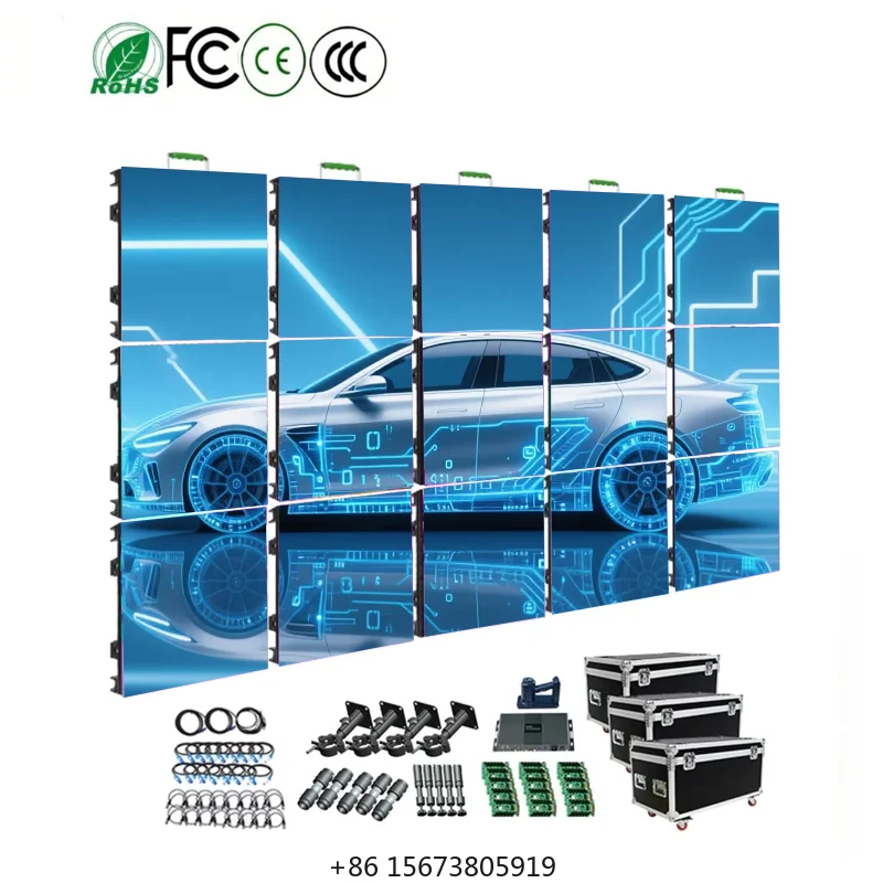 

Светодиодный экран 5м x 3м, полная система, панели 500мм x 1000мм, фоновый, для помещений, HD, полноцветный, цифровой LED-дисплей